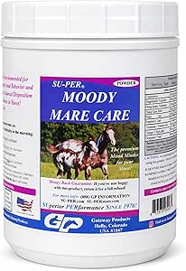 SU-PER Moody Mare Care Pulber - Taimne segu tasakaalustatud paigutuse ja normaalse käitumise jaoks hobustel - 2,5 naela (2 pakendit)