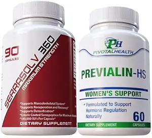 Serrraolv 360: ekstra tugevuse fibriidpakett - Fibroidide kiire lahustamine (Serrasolv 360 90 Cap & Previalin 60 Cap) aitab ka puhumise, ebamugavuse ja tasakaalustamise hormoonidega