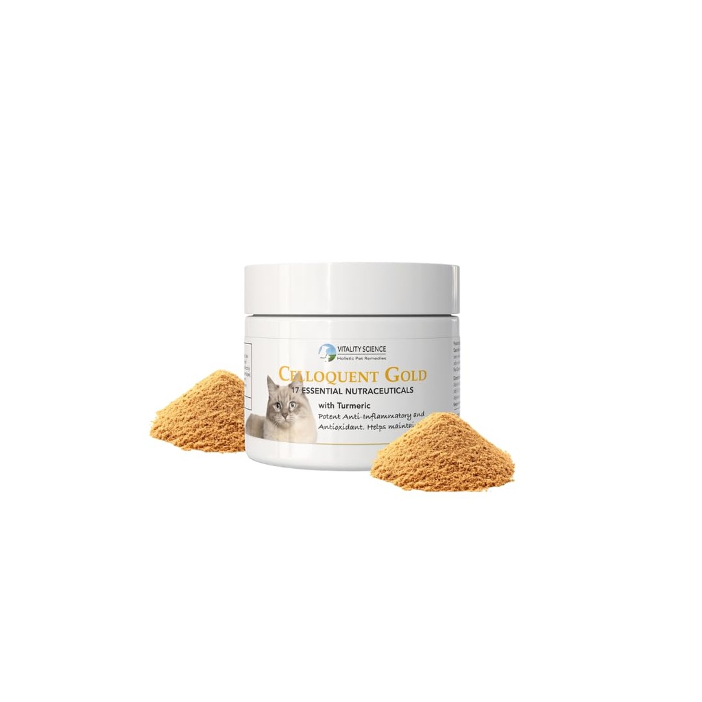 Vitality Science Celloquent Gold kassidele | Holistic Advanced Immune Support Supplement | 17 Synergistic Ingredients | Autommuunsus, oksendamine ja kõhulahtisus, depressioon (120g)