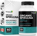 Renew Actives Organic Spirulina 1000MG 2 kapsli kohta – supertoit meestele ja naistele – toetab energia, heaolu ja immuunsuse funktsiooni – rikas antioksüdantide ja toitainete poolest – valmistatud Kanadas – 60 kapslit