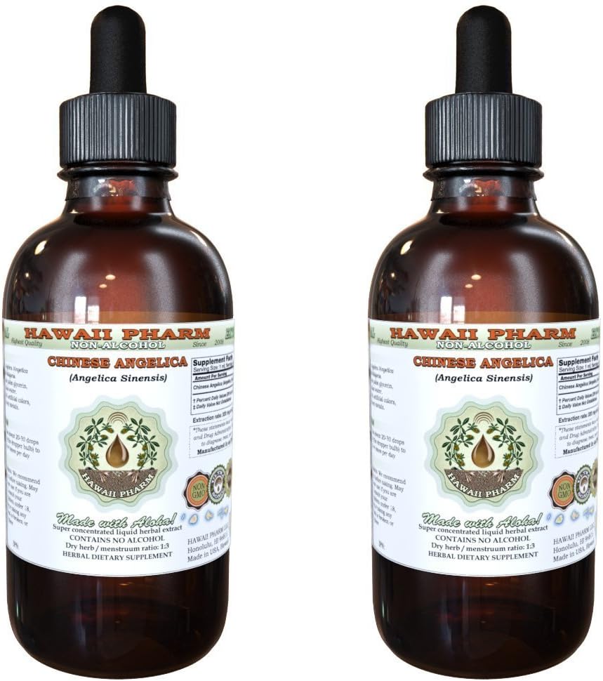 Angelica hiina alkoholivaba vedelik ekstrakt, orgaaniline Angelica (Angelica Sinensis) Kuivatatud juur Glycerite Hawaii Pharm looduslik taimelisa 2x2 oz