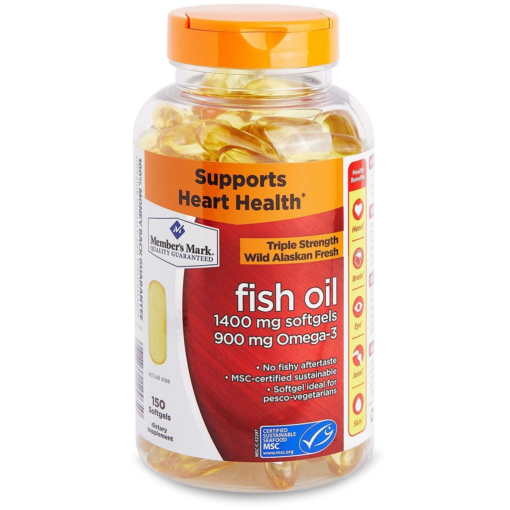 Liikme Mark - Omega 3, Fish Oil 1400 mg (900 mg EPA / DHA), Enteric Coated, 150 Softgels