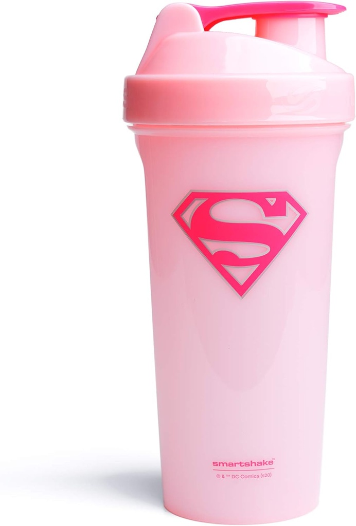 Smartshake Lite Justice League Protein Shaker Pudel 800 ml – DC Comics Water Bottle, Leakproof BPA Free Gym Shaker and Protein Powder (Supergirl)