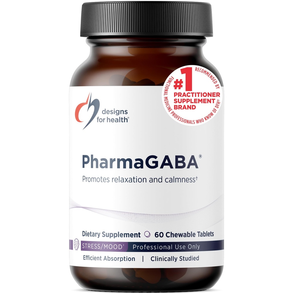 Disainid Health PharmaGABA närimist täiendada - 200 mg biosaadav GABA lisa stressi, meeleolu, immuunsüsteemi tervise ja une tugi - Vegan, Gluteenivaba ja mitte-GMO (60 tabletti)