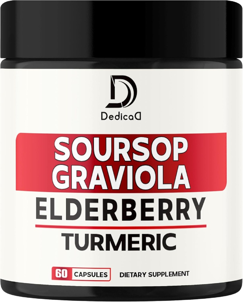 11in1 Graviola Soursop Capsules - Blended with Elderberry, Turmeric, Ginger, Milk Thistle, Cranberry & More - Support Positive Mood, Immune System & Body Management