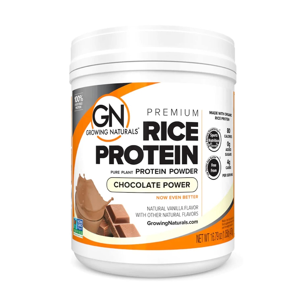 Kasvavad looduslikud tooted Orgaaniline Premium Rice Protein Pulber, Chocolate Power, Non-GMO, Vegan, 16,8 Ounce