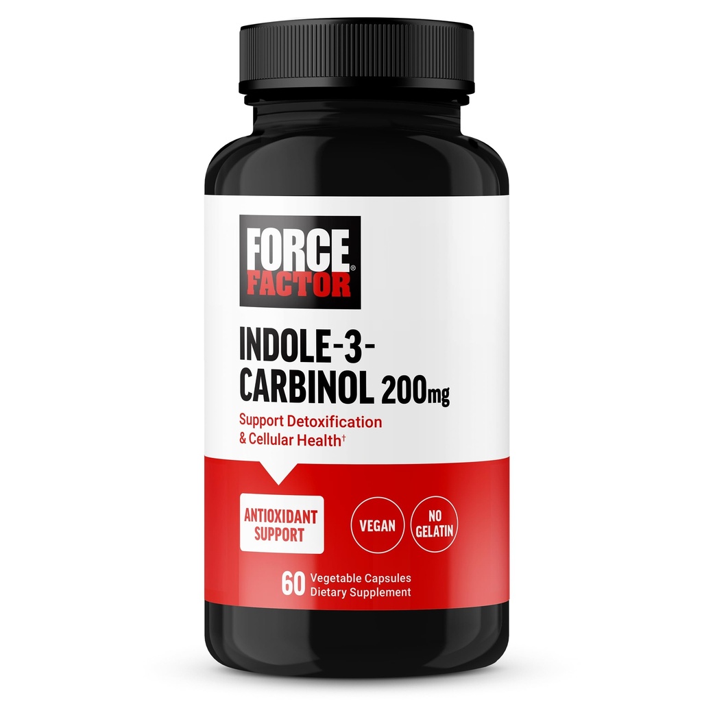 FORCE FACTOR Indool 3 Karbinool 200mg Detox ja Antioksüdandid täiendus, Detox meestele ja naistele antioksüdandid, kliiniliselt uuritud annus, Vegan, No želatiin, 60 kapslit