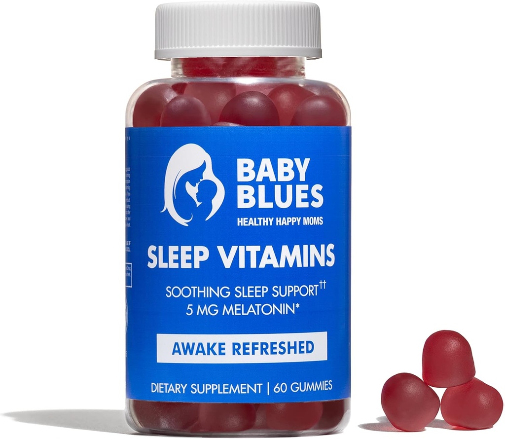 Baby Blues: une vitamiinid emadele - 5 mg melatoniini maasika maitsestatud kummikud
