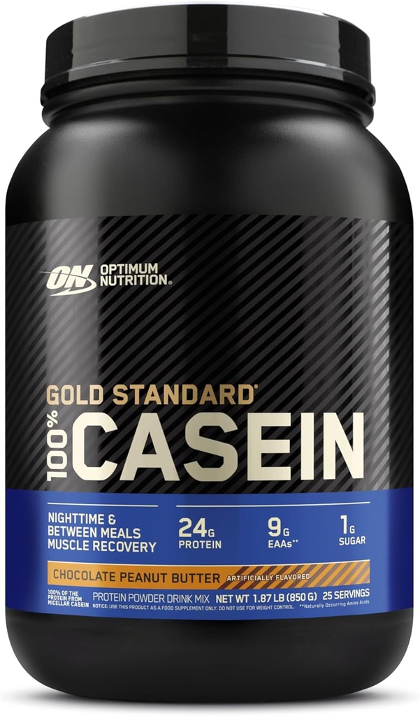 Optimum Nutrition Gold Standard 100% Micellar kaseiini valgu pulber, aeglane seedimine, aitab hoida teid täis, üleöö lihaste taastumine, šokolaadi maapähklivõi, 1,87 naela (pakendamine võib varieeruda)