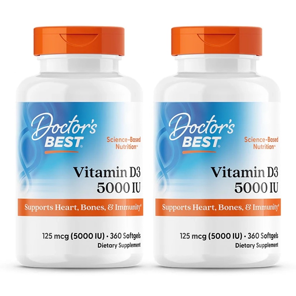 Arsti parim, (2 Pack) D3-vitamiin, 125 mcg (5000 RÜ), 360 Softgels