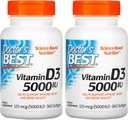 Doctor's Best, (2 Pack) Vitamin D3, 125 mcg (5000 IU), 360 Softgels