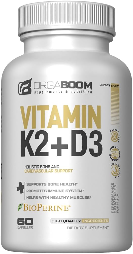 Vitamiin D3 K2 Kaltsiumilisand - Vitamiin D 5000 IU + Vitamiin K2 MK7 100 mcg, Luu tugevus ja südame tervise toidulisandid naistele ja meestele, D3K2 Hammaste vitamiinid bioperiiniga, US-made Non-GMO 60 Cap