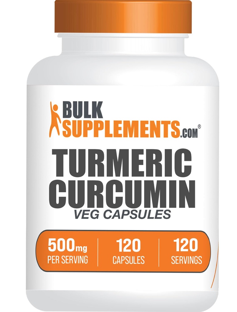 BulkSupplements.com Turmeric 500mg Extract kapslid - kurkumilisandid, kurkumi kurkumiin - gluteenivaba, 120 Veg kapslid (pakend 1)