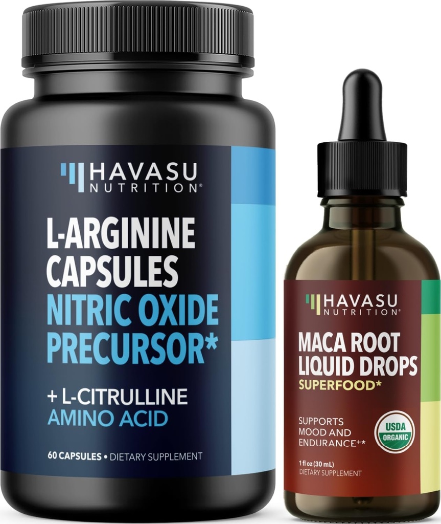 HAVASU TOITLUS Orgaaniline Maca juurevedelik tilgad (60 serveerimist) & L Arginiin L tsitrulliinlisand (30 serveerimist)
