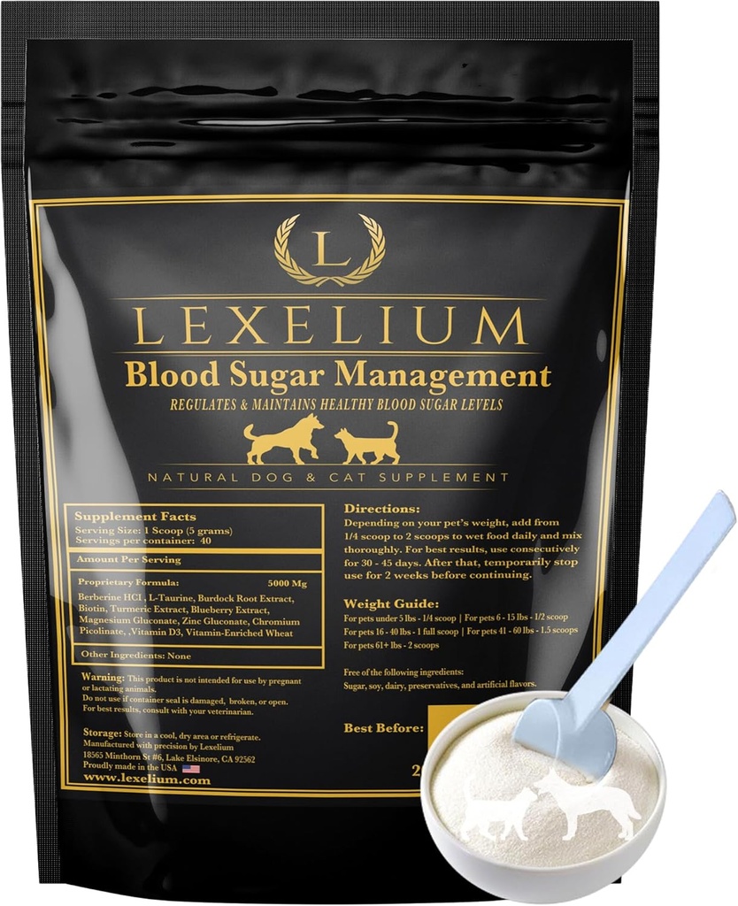 Diabeetiliste koerte ja kasside veresuhkru juhtimine - Vet-Formulated Powder Formula - Toetab ja reguleerib tervislikku veresuhkru taset - täiendab insuliini tundlikkust ja glükoosi - valmistatud USA-s -200 g