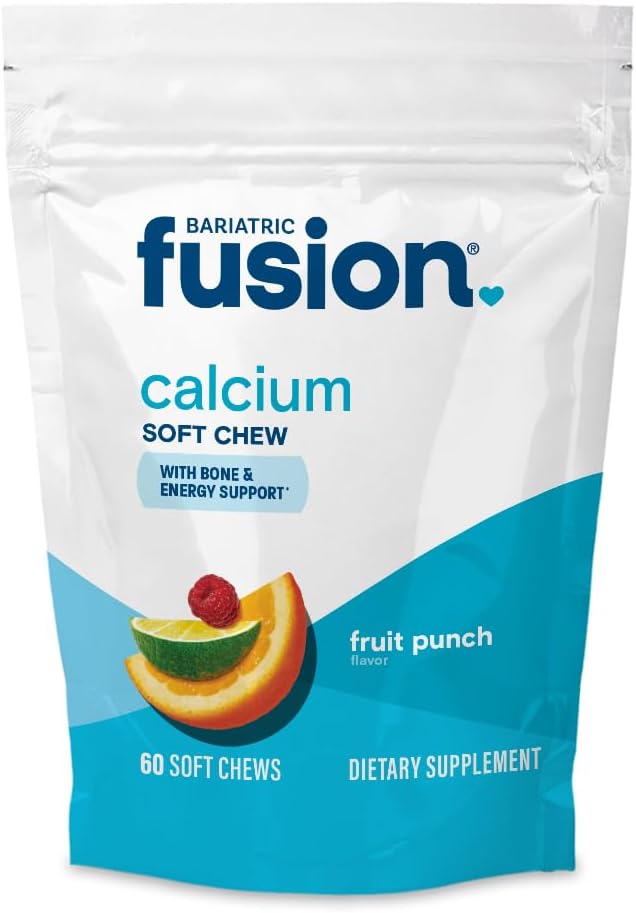 Bariatric Fusion Bariatric Calcium Supplement Chews | Kaltsiumtsitraat vitamiin D3 Bariatric Vitamiin | Suhkruvaba näritav |500mg | Fruit Punch | 60 Count