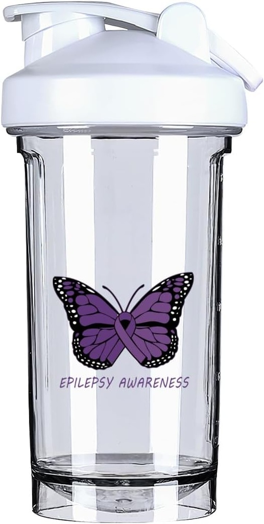 Epilepsia Awareness 18 Ounce Shaker Pudel Joogi Segaja Lekkimiskindel Pre Treening Proteiin Raputab Söögiasendus Raputab Pudelid 500ML/18 Oz Valge