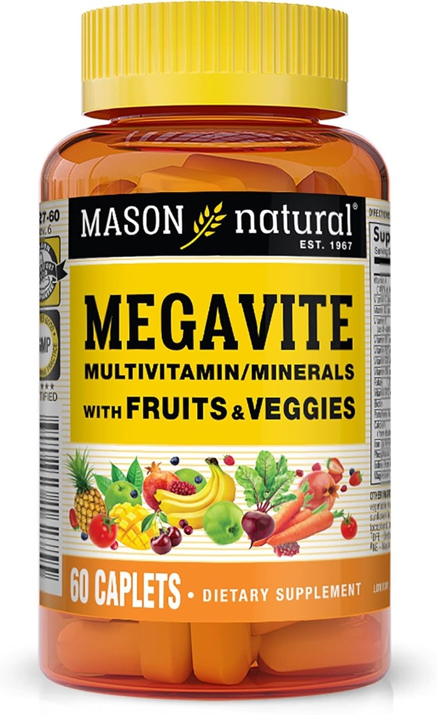 MASON LOODUSLIK Vitamiin Megaviit Puu- ja Köögiviljad Mineraalvalem, 60 Count