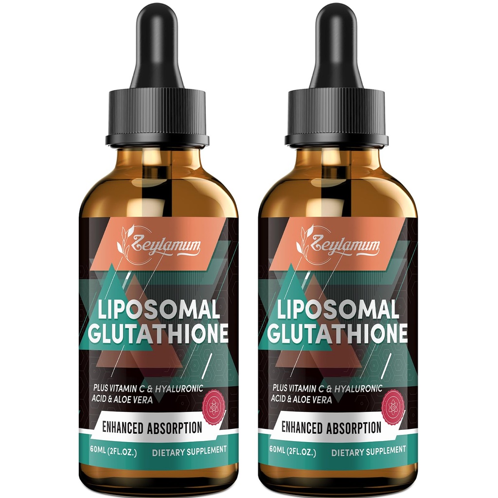 2000MG Liposomal Glutatioon Vedelad tilgad , Ultra kõrge imendumine , looduslik detoksifikatsioon , Immuunsüsteem ja naha supprot * , L- glutatioon , C- vitamiin ja hüaluroonhape , kapslid Alternatiivsed , 4.05 OZ