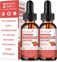 (2 Pack) Magneesiumglütsinaat Vedelad tilgad w/ 1500mg Magneesiumglütsinaat , tauraat , malaat , tsitraat , kaltsium Plus kaalium närvidele , luudele , südame tervisele & energia Zzz - kõrge neeldumine- vaarikamaitse
