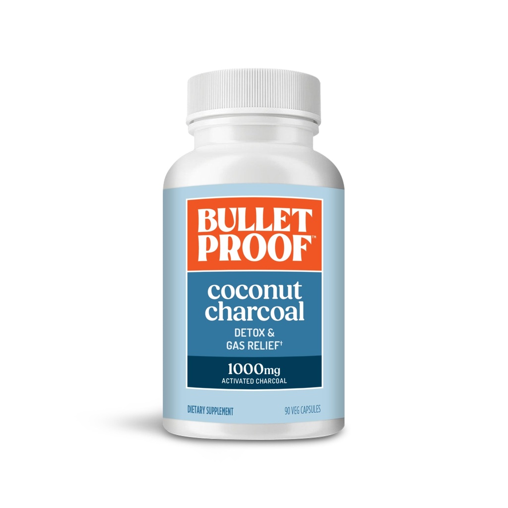 Bulletproof Coconut Charcoal Detox and Gas Relief Capsules, 90 Count, Allikas 100% kookospähkli kestadest, aktiveeritud süsi puhumiseks, pakend võib varieeruda