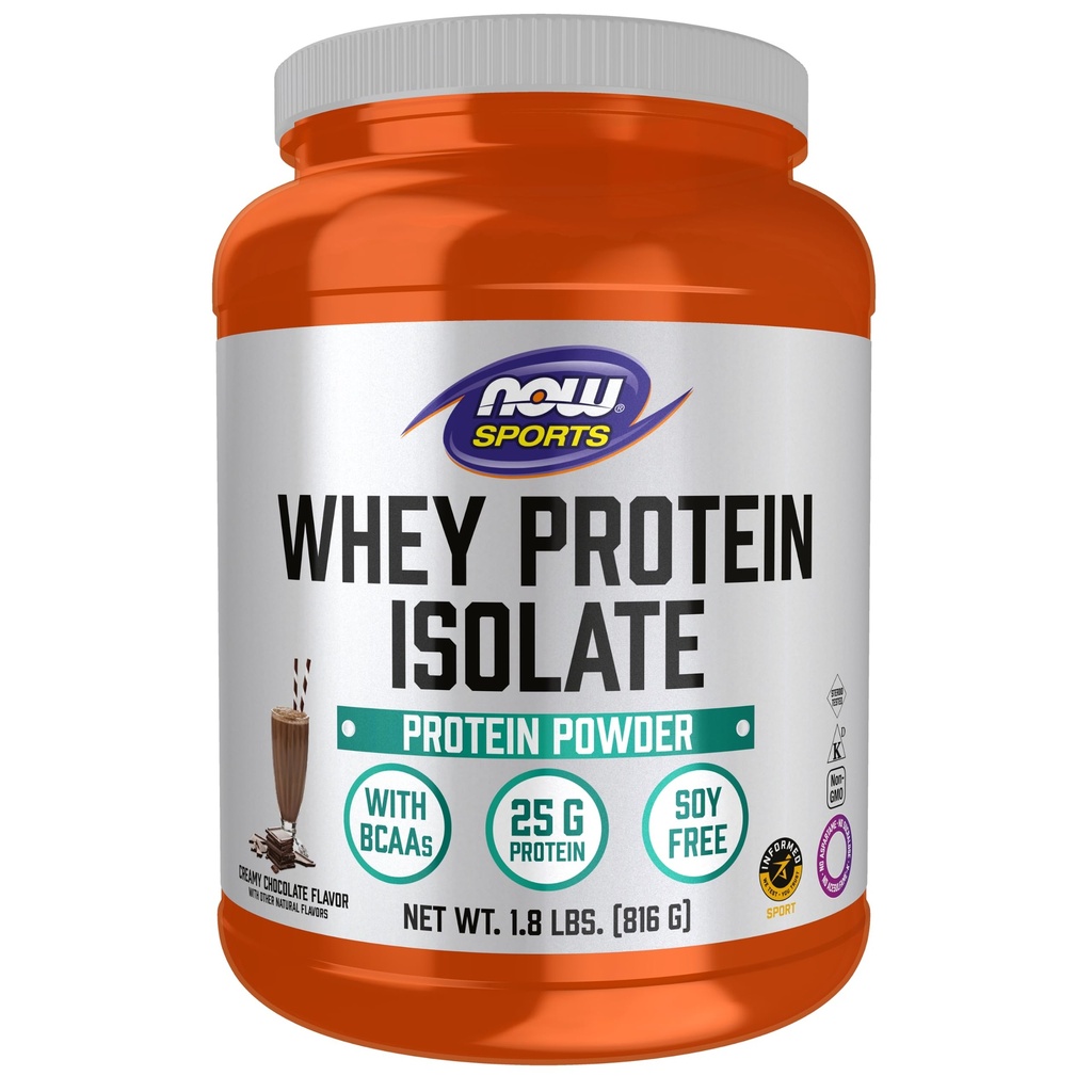 NOW Foods Sport Nutrition, vadakuvalgu isolaat, 25 g BCAA-dega, kreemja šokolaadipulber, 1,8 naela