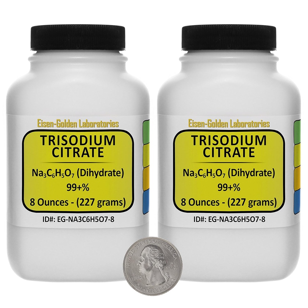 Trinaatriumtsitraat [Na3C6H5O7] 99+% USP Hinne Pulber 1 Lb kahes kosmosesäästlikus pudelis