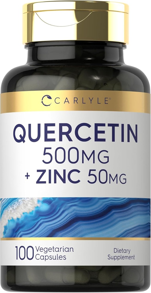 Carlyle Quercetin 500mg kapslid | koos 50mg tsink | 100 arvesse | Mitte-GMO ja Gluteeni vaba täiendus
