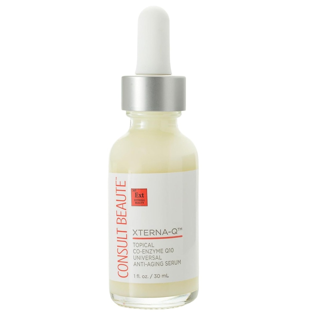 Consult Beaute XTERNA-Q COEnzyme Q10 vananemisvastane seerum näole ja kaelale, silendav CoQ10 peptiidid, Bergamot Fruit Oil, Antioxidant Skin Care 1 Fl. Oz.