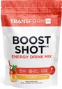 TransformHQ Boost Shot Powder Drink Stick Packets, maasikas Lemonade, 7 Pack, energialisandid naistele ja meestele, kofeiiniga, vitamiin B12, B9, B6 & B3