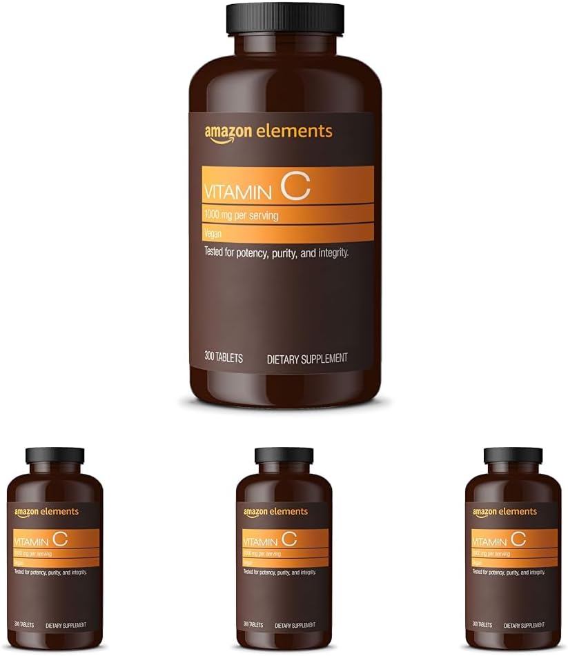 Elemendid C-vitamiin 1000mg, toetab tervislikku immuunsüsteemi, vegan, 300 tabletti, 10-kuuline pakkumine (pakk 4)