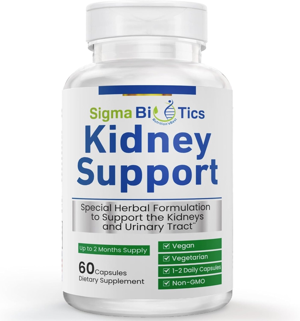 Sigma Biotics Neerutoetuse täiendus - Neeruhoolduse ja kuseteede tervise taimsed toidulisandid - Vegan, mitte-GMO valem Jõhvika, Astragaluse ja kadakamarjaga - 60 kapslit