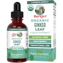 MaryRuth Organics Ginkgo Leaf Vedel tilgad | Taimne lisand | Nootroopne | Ringlussüsteem & närvisüsteem Tervis | USDA Orgaaniline | Mitte-GMO | Vegan | 60 Servingut