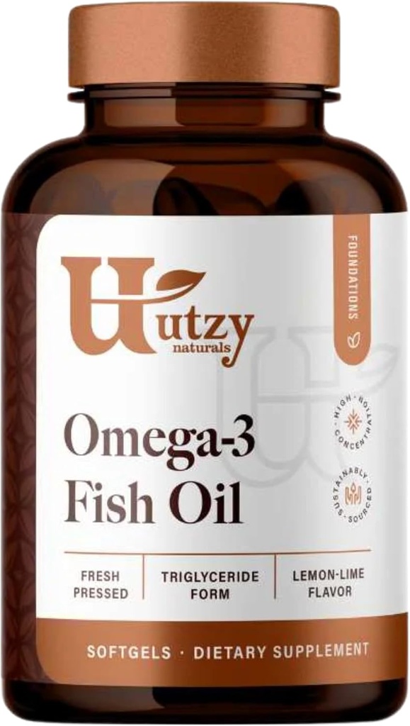 Utzy Naturals Omega-3 Fish Oil | 800 mg Omega-3 | EPA ja DHA-ga | Natural Sidrun Flavor | 120 Softgels