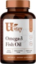 Utzy Naturals Omega-3 Fish Oil | 800 mg Omega-3 | EPA ja DHA-ga | Natural Sidrun Flavor | 120 Softgels