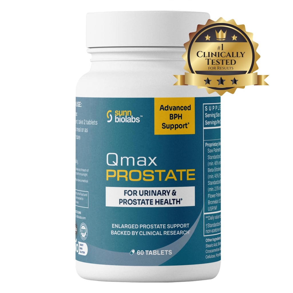 Qmax eesnääre koos Premium Saw Palmetto - arst formuleeritud täiendus BPH-le, suurenenud eesnäärmele ja kuseteede voolu toetamisele - eesnäärme tervis meestele