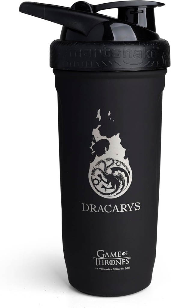 Smartshake Reforce Stainless Steel Game of Thrones Dracarys, Shaker Bottle (900 ML / 30oz) | Kerge vastupanu Sport Shaker Bottle with Soft Lid | Leakproof, BPA Free & DEHP Free