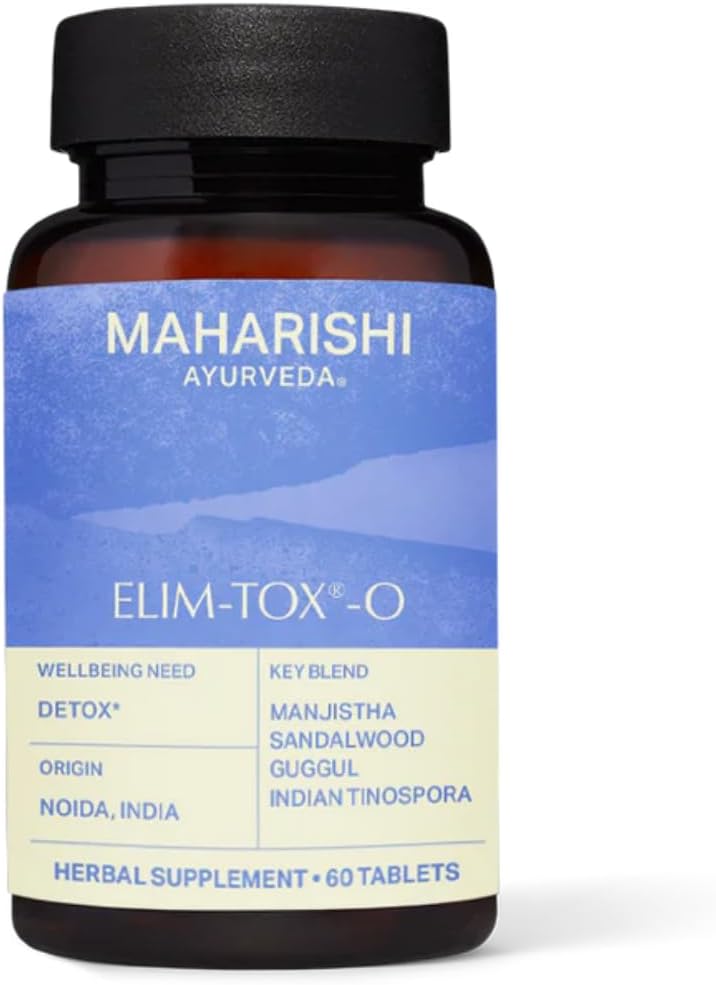 Maharishi Ayurveda - Elim-Tox-O õrn keha Detox Taimne täiendus | Täiendus efektiivseks kolonni puhastamiseks ja üldiseks soolestiku terviseks | Toksiini eemaldaja Maksa ja vere puhastaja (60 tabletti-500 mg)
