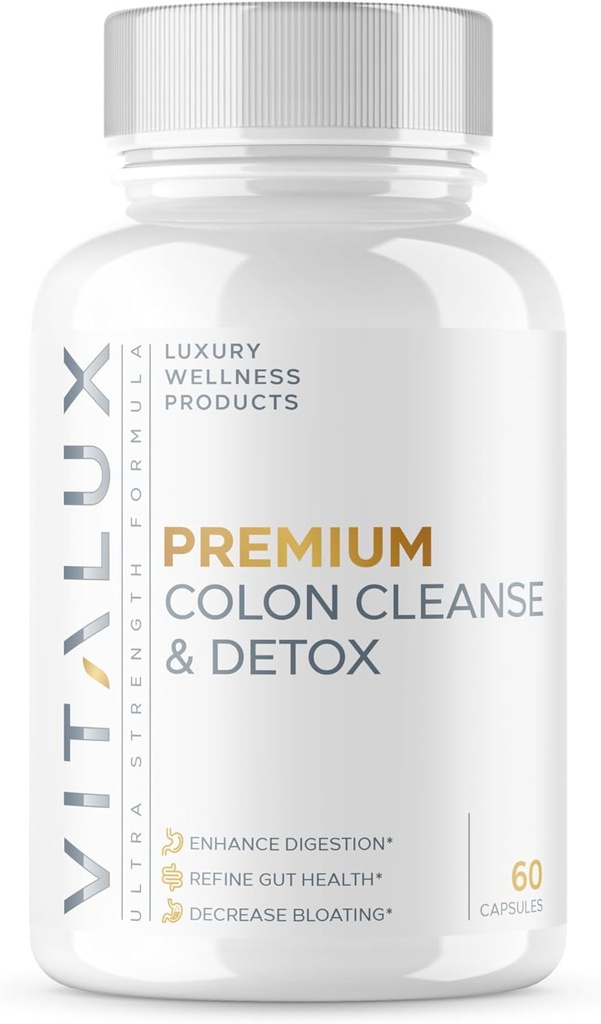 VITALUX || #1 Rated Premium Colon Cleanse & Detox || Enhance Digestion, Soolestiku Tervis, Vähendab Bloating | Ultra Dosed valem w/ 10 Võimas koostisosad | 3. partei testitud + USA Made - 60 kapslit