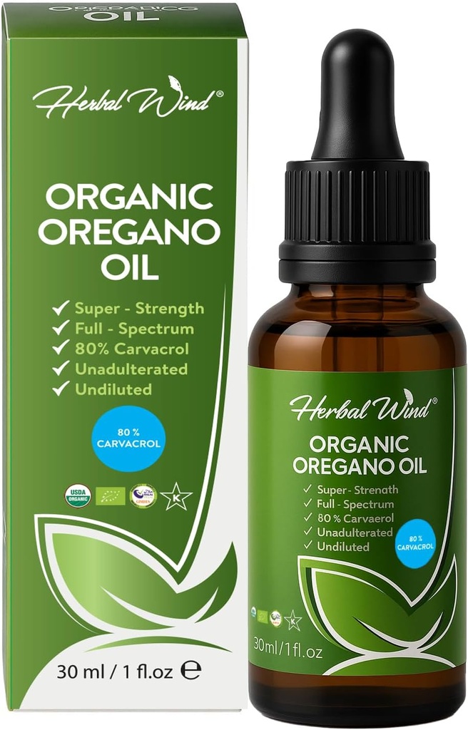 Orgaaniline oreganoõli - 1 Fl Oz (30 ml), 80% karvakrool USDA orgaaniline oreganoõli Vedelad tilgad, kontsentreeritud taimsed, mitte-GMO, taimsed toidulisandid
