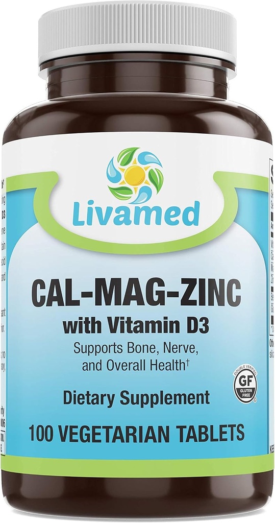 Cal-Mag-Zinc kelaaditud D3-vitamiiniga, luu tugevuse lisand - terved luud ja hambad, süda, lihased ja tervislik südame-veresoonkonna süsteem - parim kogu toit Vitamiin ja mineraalkompleks - 100 vegan kapslit