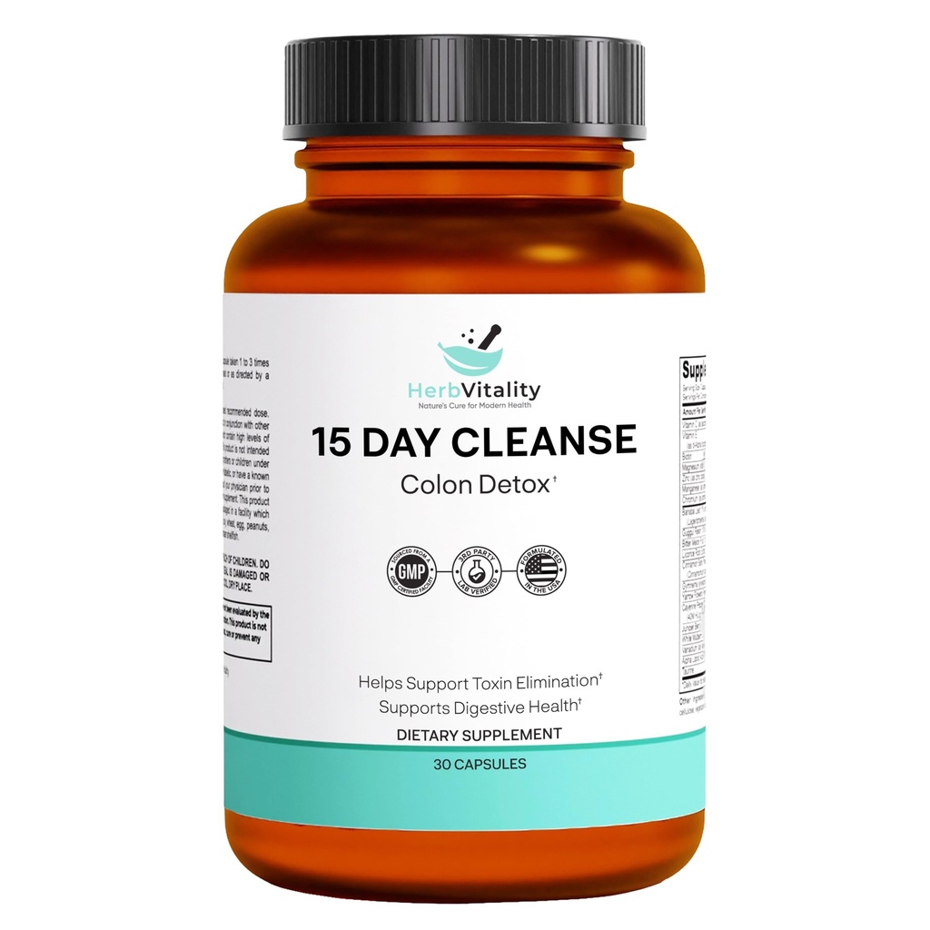 15-päevane kolonni puhastamine - Detox & Soolestiku tervisetoetus probiootikumidega, Aloe Vera, lagritsa juur ja psyllium Husk - toetab seedetrakti, immuunsüsteemi ja neerude tervist meestele ja naistele
