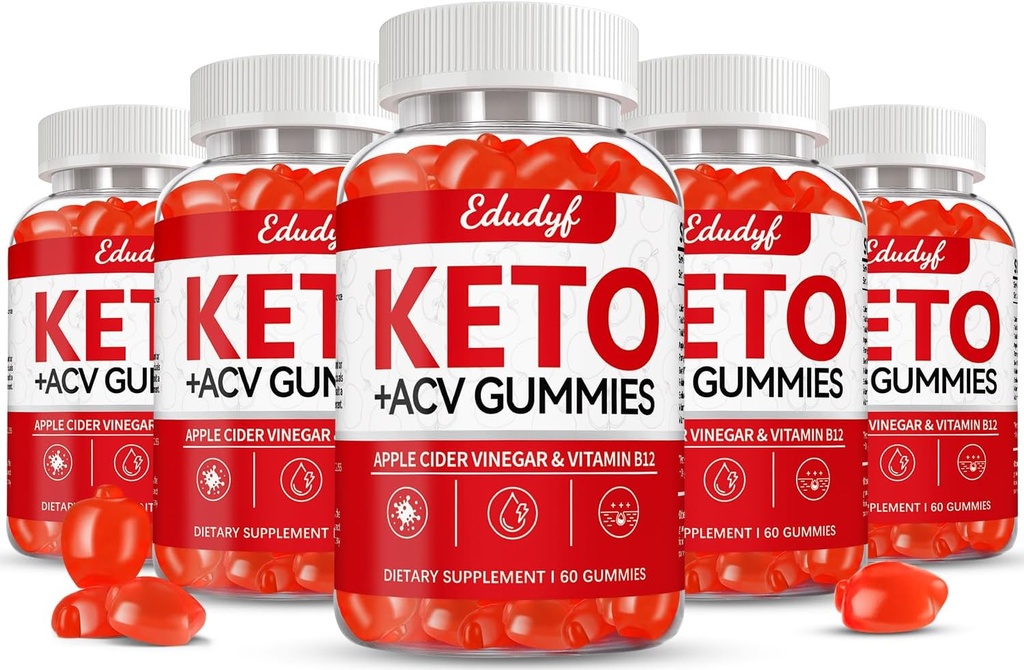 Keto ACV Gummies, Gluten & Sugar Free Apple Siidri äädikalisand meestele ja naistele - 300 kummikut (1500 mg-5 Pack)