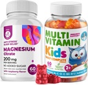 Lapsed Multivitamiin Gummies 14 olulised vitamiinid ja magneesiumkummid Suhkruvaba - igapäevane lisa A-vitamiin, C, D, E Taimetoitlane B6 & B12, tsink, biotiin suhkruvaba magneesiumiga pehmed närid lastele ja täiskasvanutele