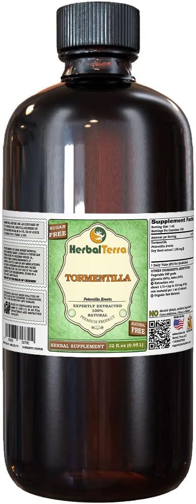 Tormentilla (Potentilla erecta) glütseriit, kuivatatud juured Alkoholivaba vedelik ekstrakt (kaubanimi: HerbalTerra, Proudly Made in USA) 32 fl.oz (0,95 l)