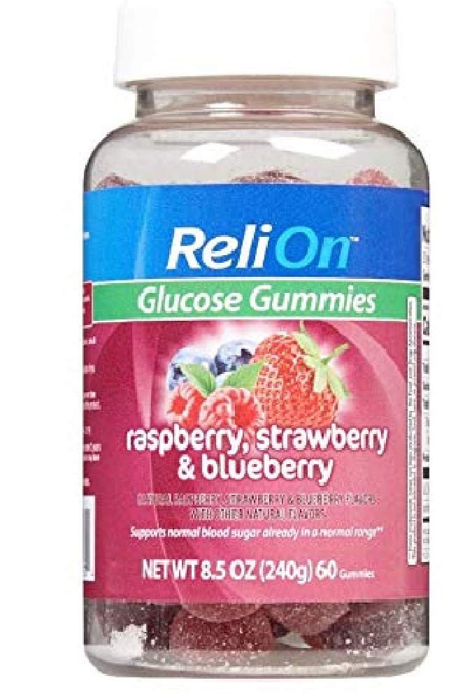 ReliOn Glükoos Gummies Vaarika, Maasika ja Mustika - 60 Count Bottle