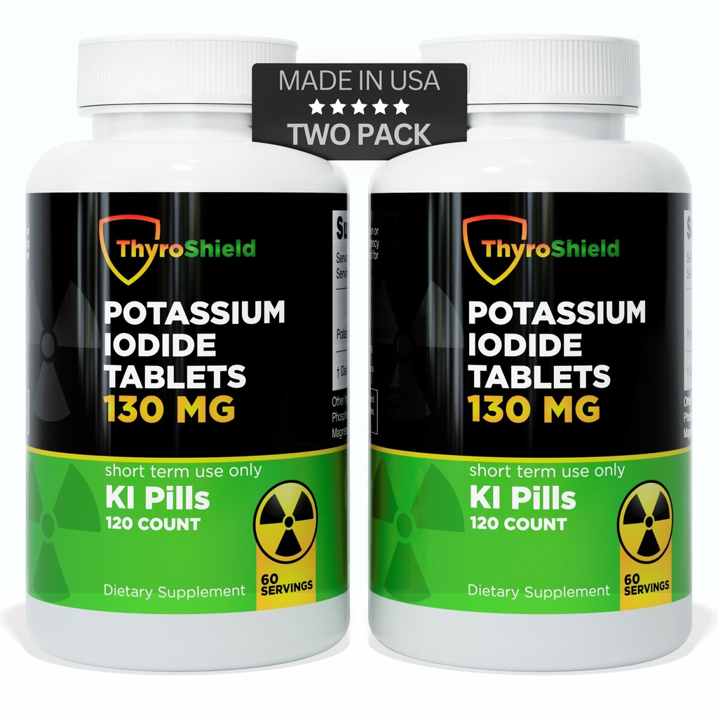 Kaaliumjodiidi tabletid - 130 mg joodi tablette kiirgusega kokkupuuteks | USA valmistatud tuuma sademed Pills KI Pills YODO Naciente 120 tabletti (2 Pack)