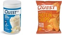 Quest Vanilla Piimakokteilivalgu pulber, 24 g valku, 1,6 lb + Quest Nacho juustu Tortilla stiilis valgukiibid, 18 g valku 12 pakendis