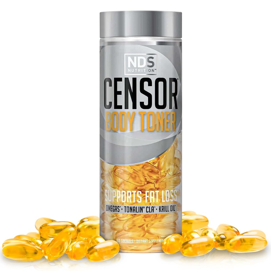 Censor NDS Toitumisrasvade kadu ja kehatooner CLA, kalaõli, safloori ja oomega 3-6-9 segu - toidulisand parema energia, ainevahetuse ja tervise jaoks - 180 softgels