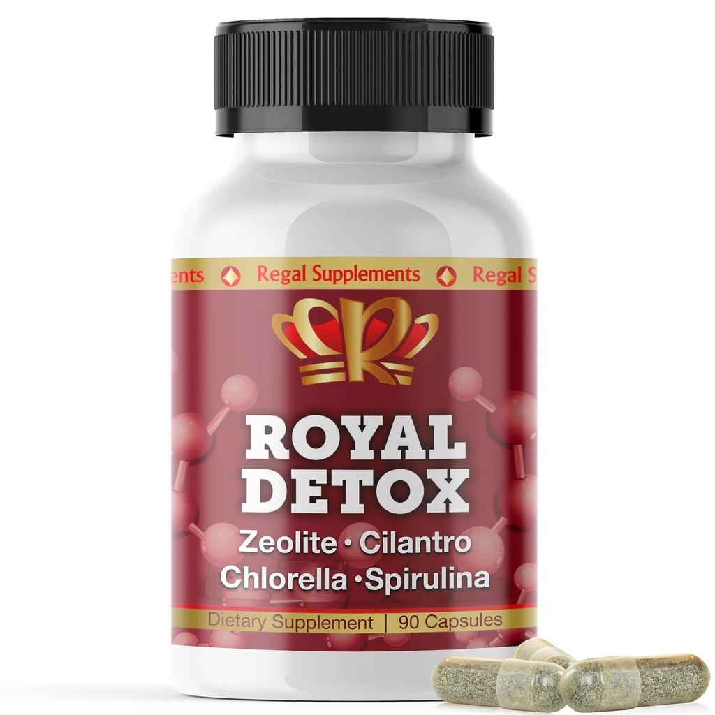 Royal Detox - All-in-One Cleanse | Zeolite, Cilantro, Chlorella, Spirulina, Apple Pectin | Full Body, Maks, Colon Detox | Toetab energiat, meeleolu, immuunsust, soolestiku tervist, Vähendatud põletik 90 kapslit